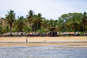 The largest village of Nosy Mitsio, viewed from the shore.
